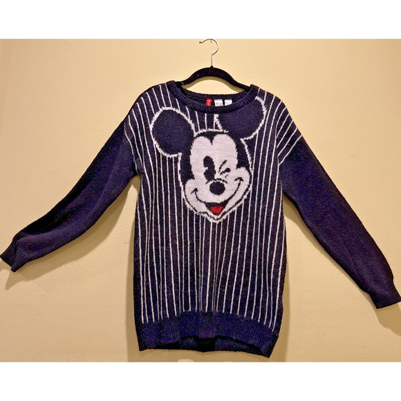 Mickey Mouse Winking Striped Sweater Divided x Disney New Size S Alpaca Blend - Picture 2 of 7